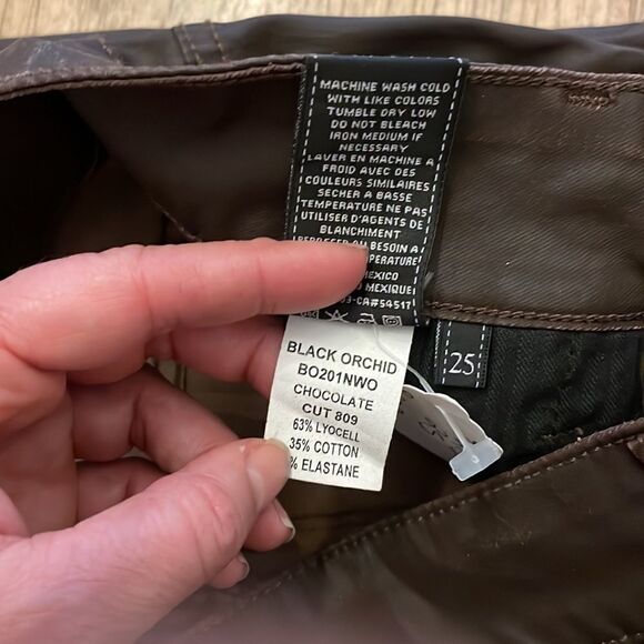 BLACK ORCHID BROWN VEGAN STRETCH LEATHER SKINNY LEG.  NEW - Picture 14 of 14